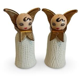 Vintage Angel Salt and Pepper Shakers Set 50s 60s Hand Painted Artisan